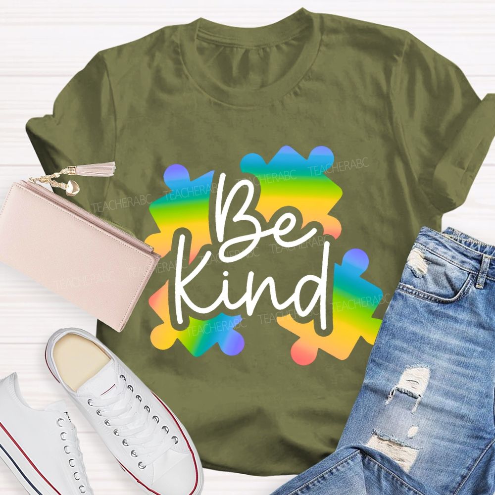 Be Kind Gradient Puzzle Teacher T-shirt