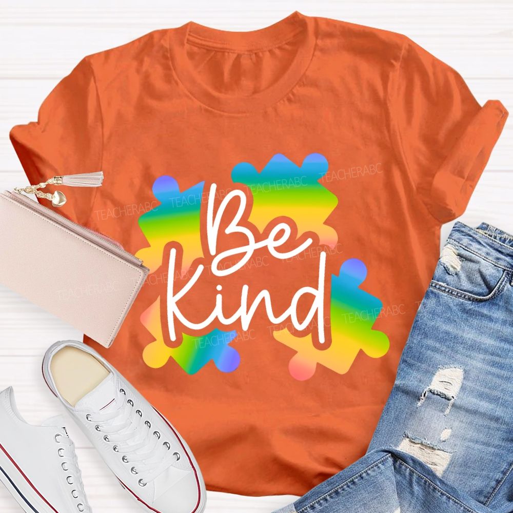 Be Kind Gradient Puzzle Teacher T-shirt