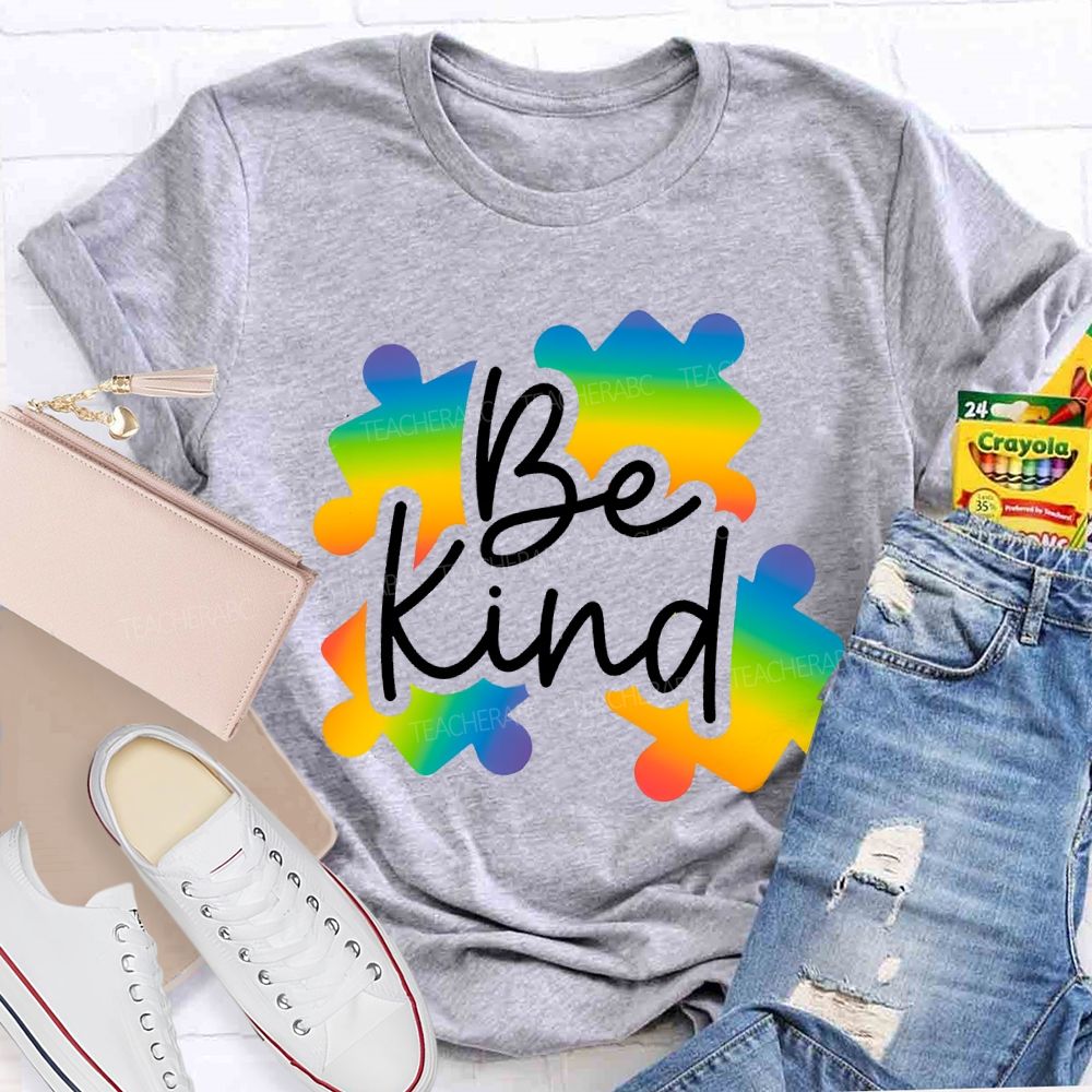 Be Kind Gradient Puzzle Teacher T-shirt
