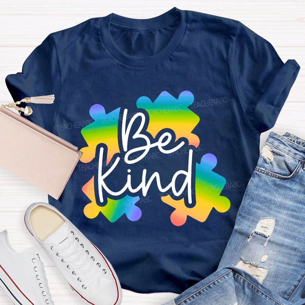 Be Kind Gradient Puzzle Teacher T-shirt