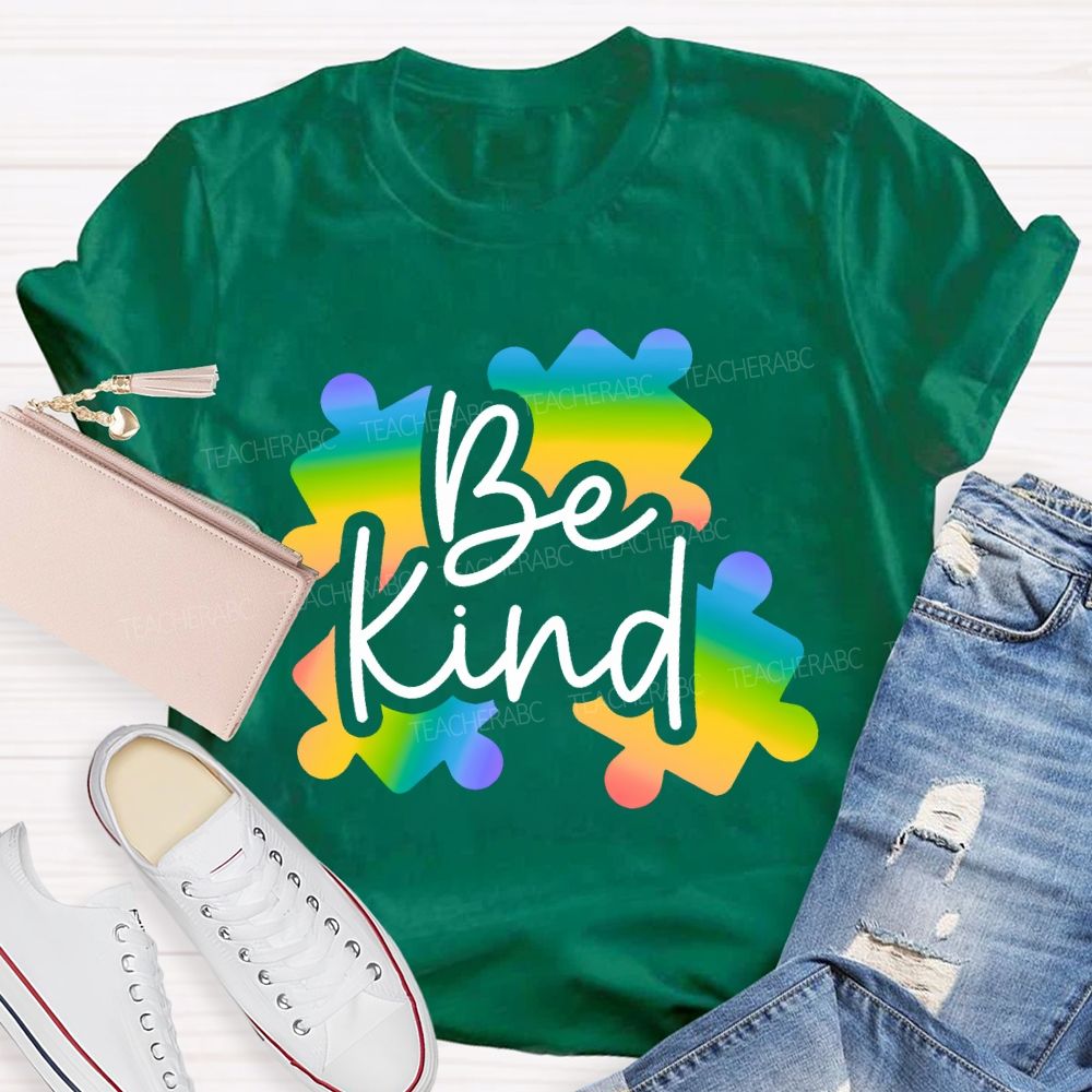 Be Kind Gradient Puzzle Teacher T-shirt