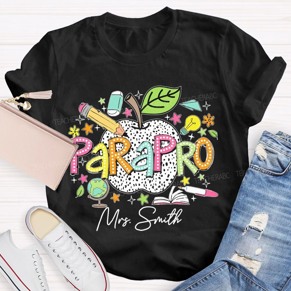 Personalized Name Parapro Pattern Teacher T-shirt