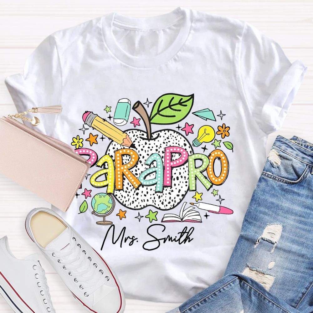 Personalized Name Parapro Pattern Teacher T-shirt