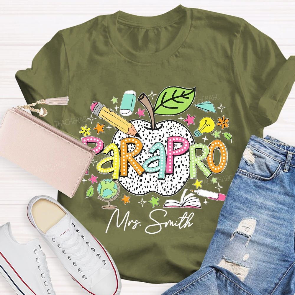 Personalized Name Parapro Pattern Teacher T-shirt