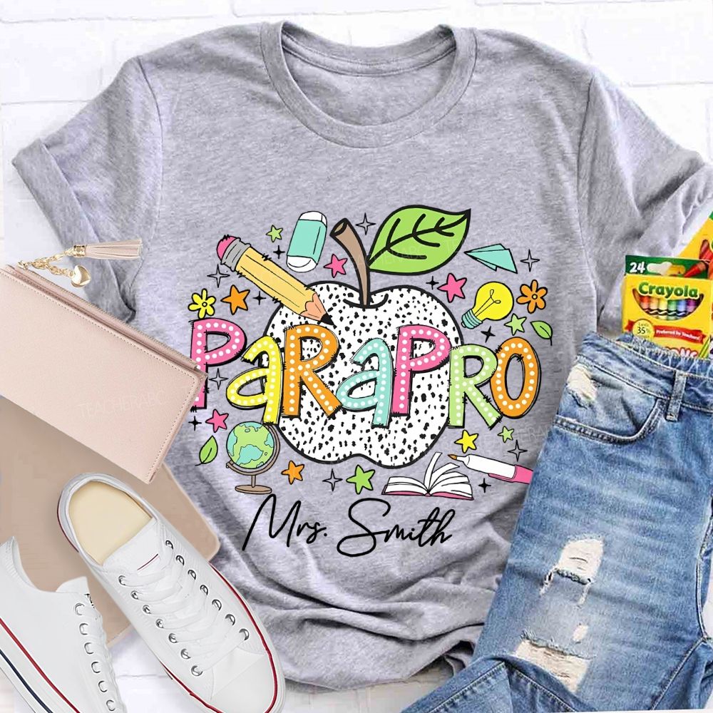 Personalized Name Parapro Pattern Teacher T-shirt