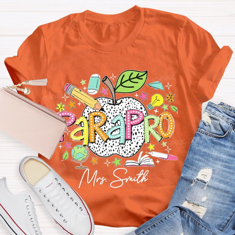 Personalized Name Parapro Pattern Teacher T-shirt