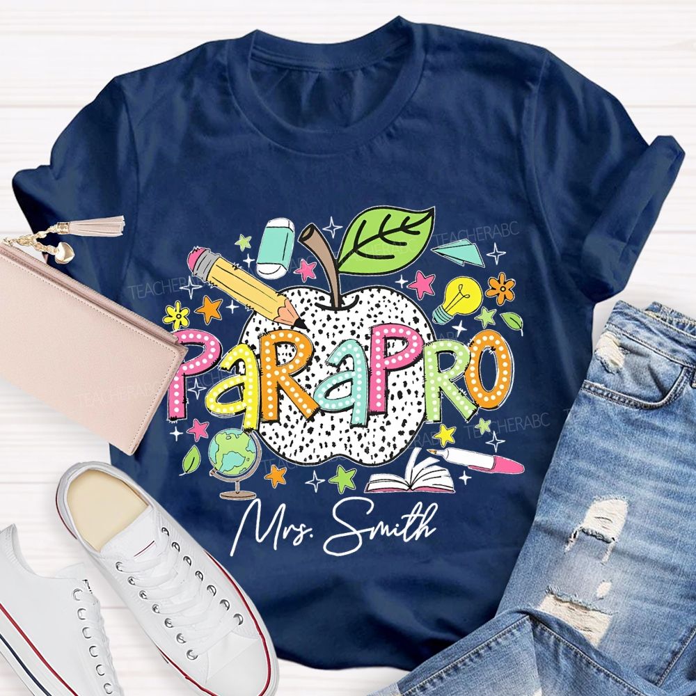 Personalized Name Parapro Pattern Teacher T-shirt
