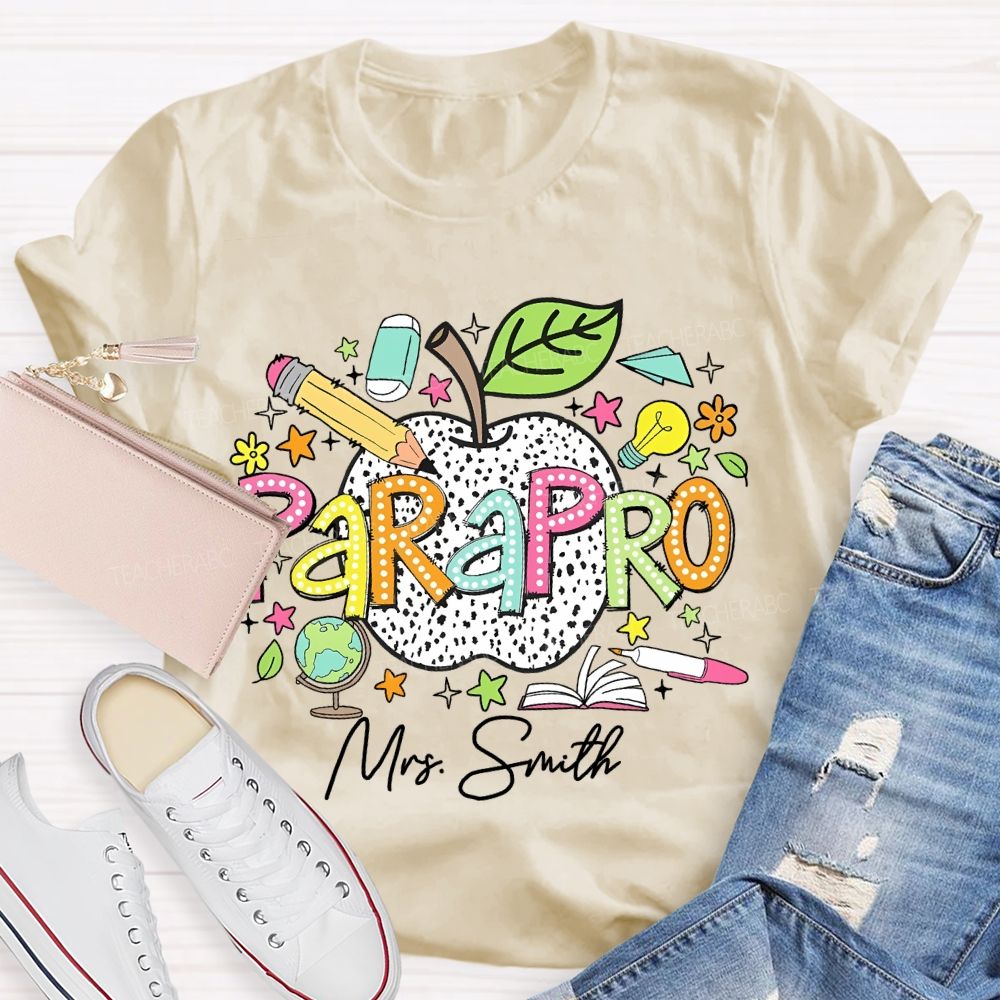 Personalized Name Parapro Pattern Teacher T-shirt