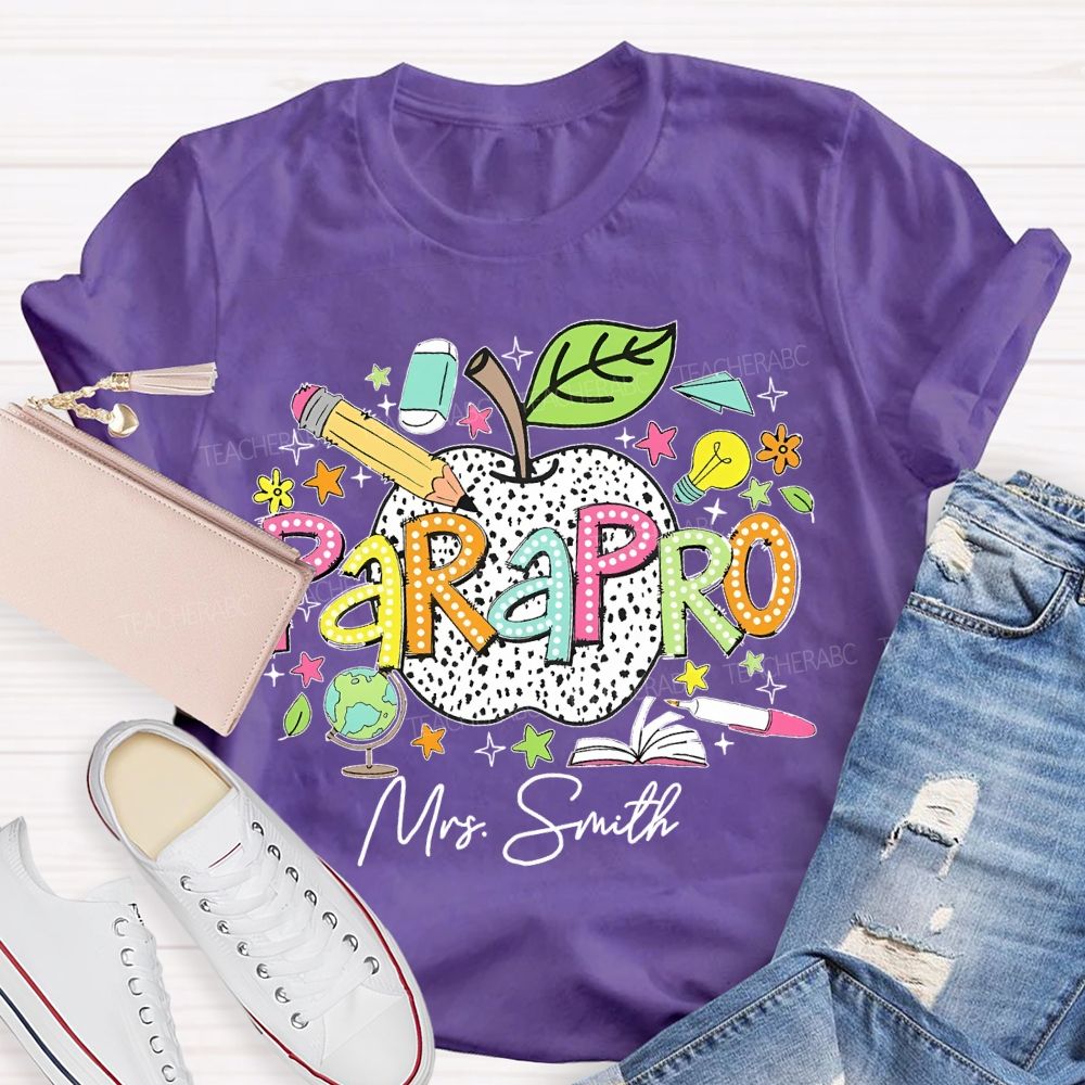 Personalized Name Parapro Pattern Teacher T-shirt