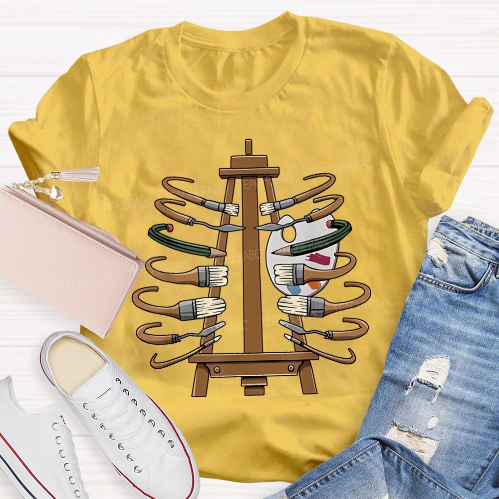 Coloring Palettes And Various Paintbrushes Art Teacher T-shirt