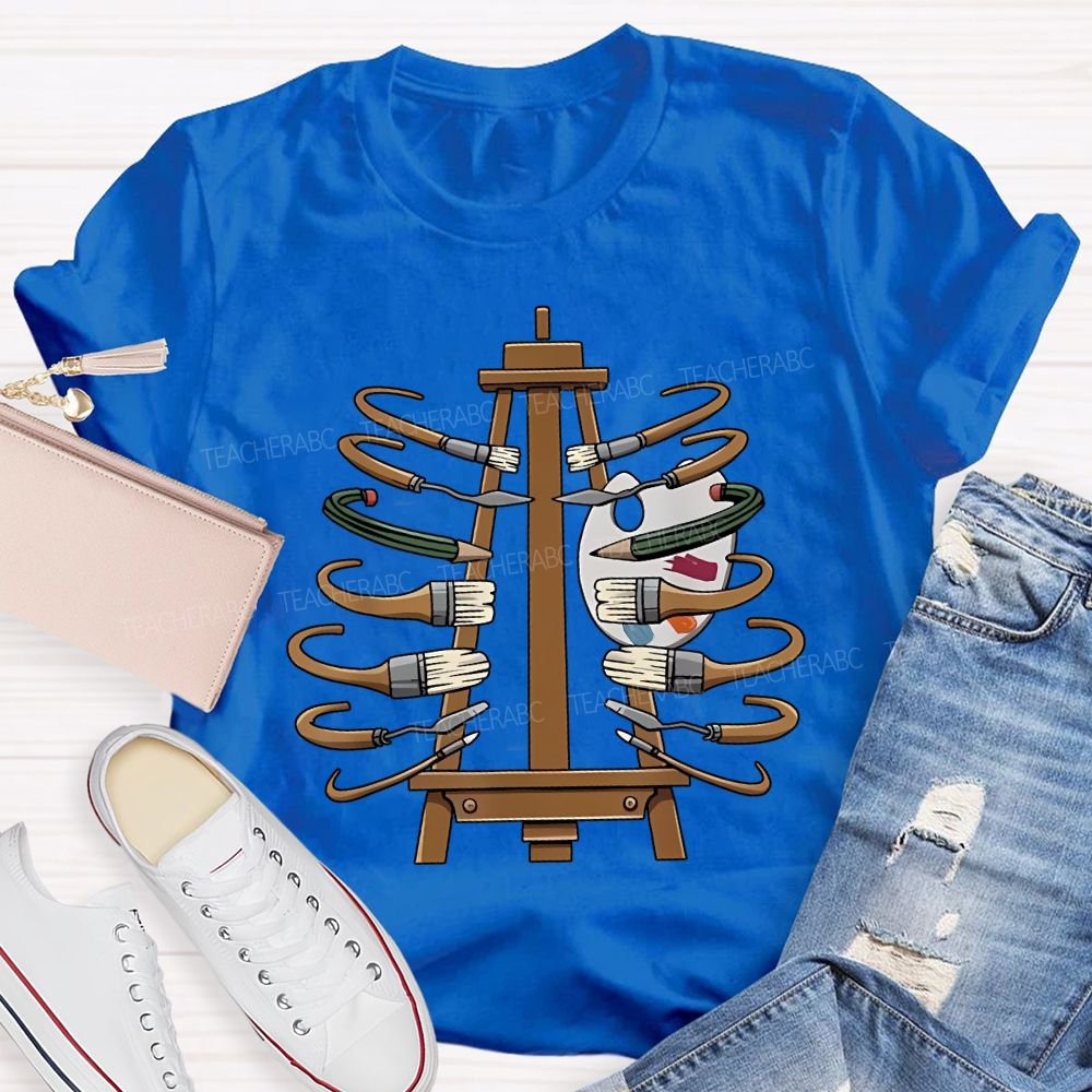 Coloring Palettes And Various Paintbrushes Art Teacher T-shirt