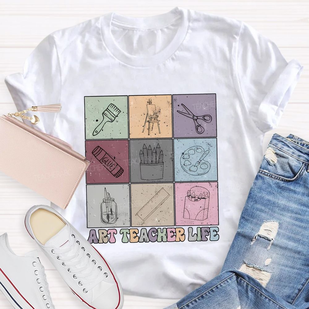 Art Teacher Life And Drawing Tools Teacher T-shirt