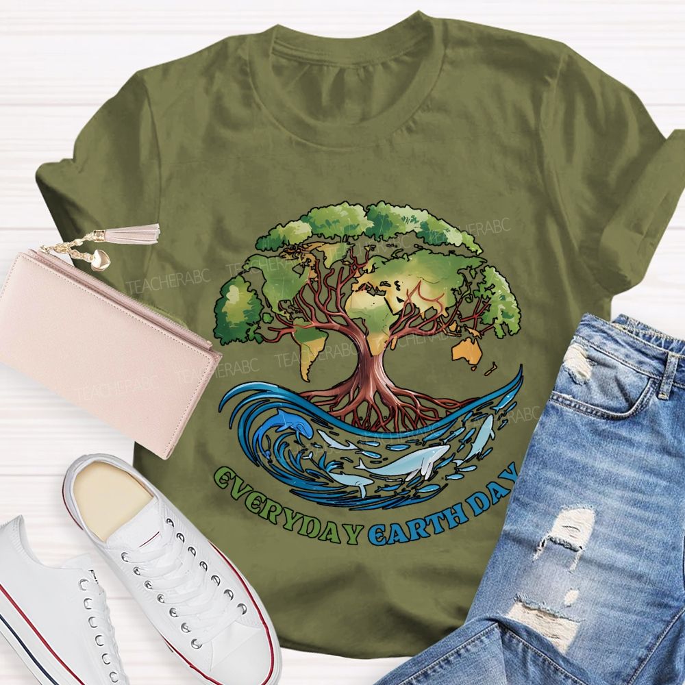 Earth Day Every Day Protect Marine Life Teacher T-shirt