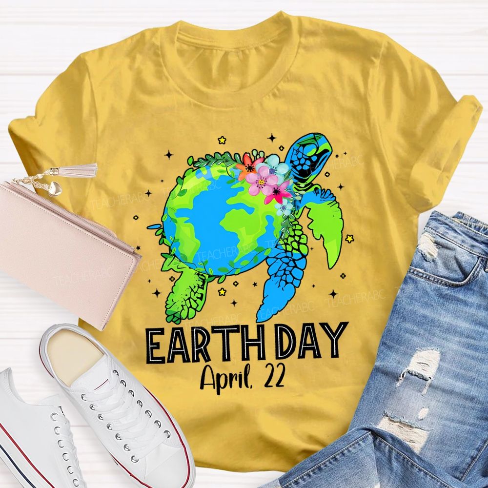 Earth Day April 22 Protect Sea Turtles Teacher T-shirt