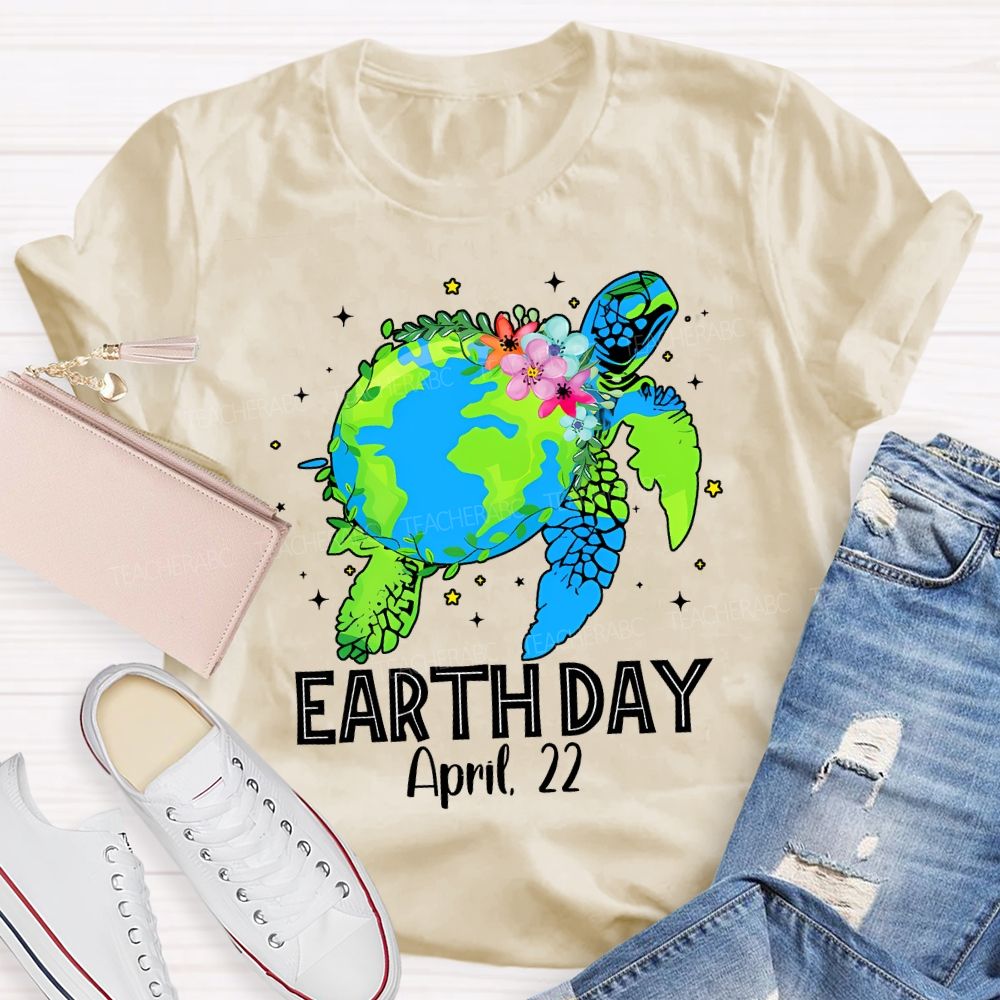 Earth Day April 22 Protect Sea Turtles Teacher T-shirt