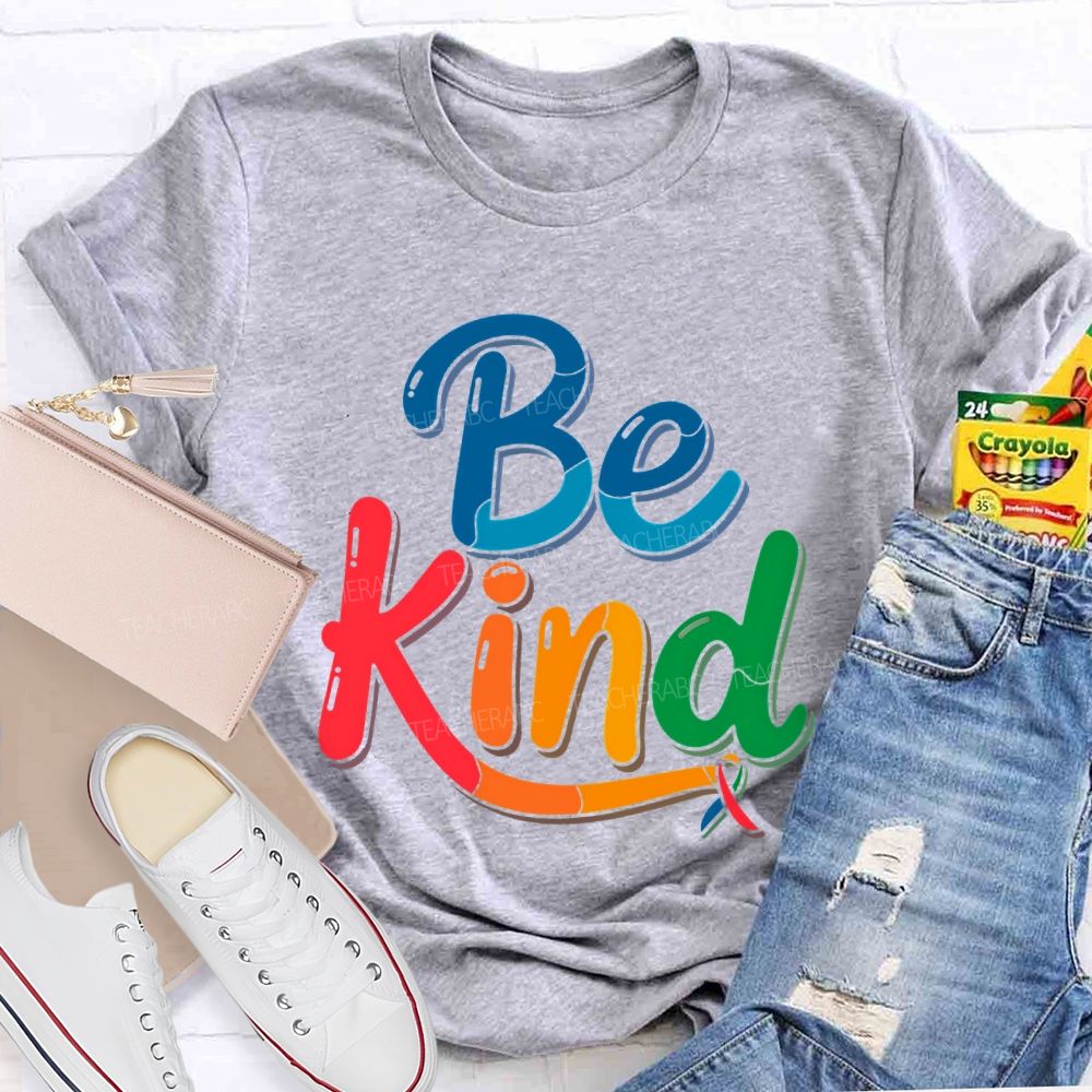 Be Kind Colorful Ribbon Teacher T-shirt
