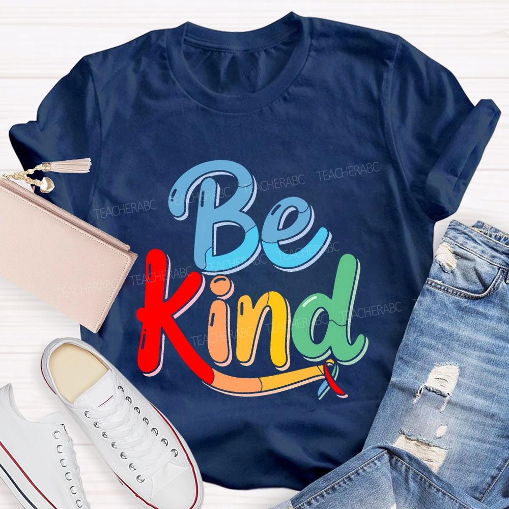 Be Kind Colorful Ribbon Teacher T-shirt