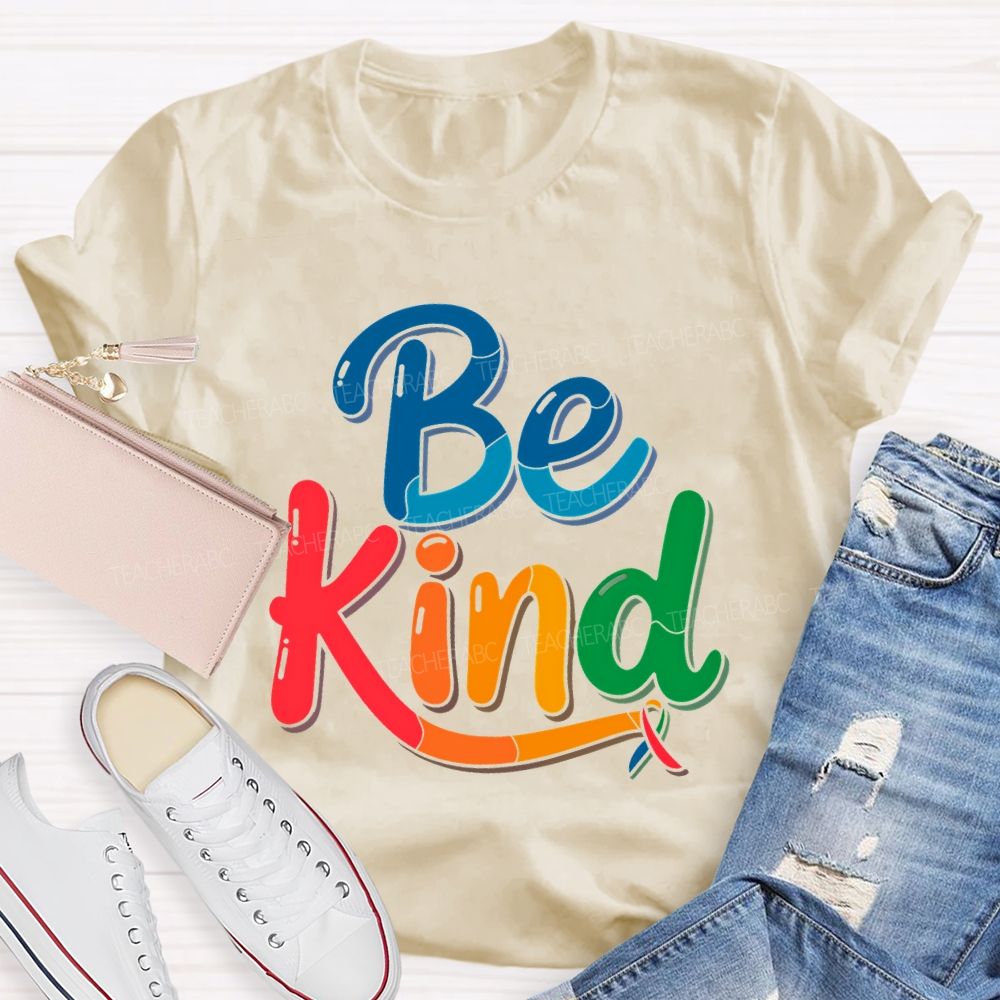 Be Kind Colorful Ribbon Teacher T-shirt
