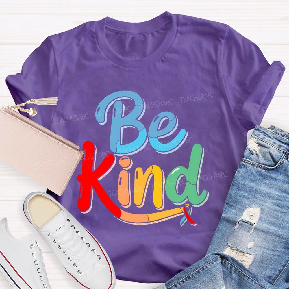 Be Kind Colorful Ribbon Teacher T-shirt