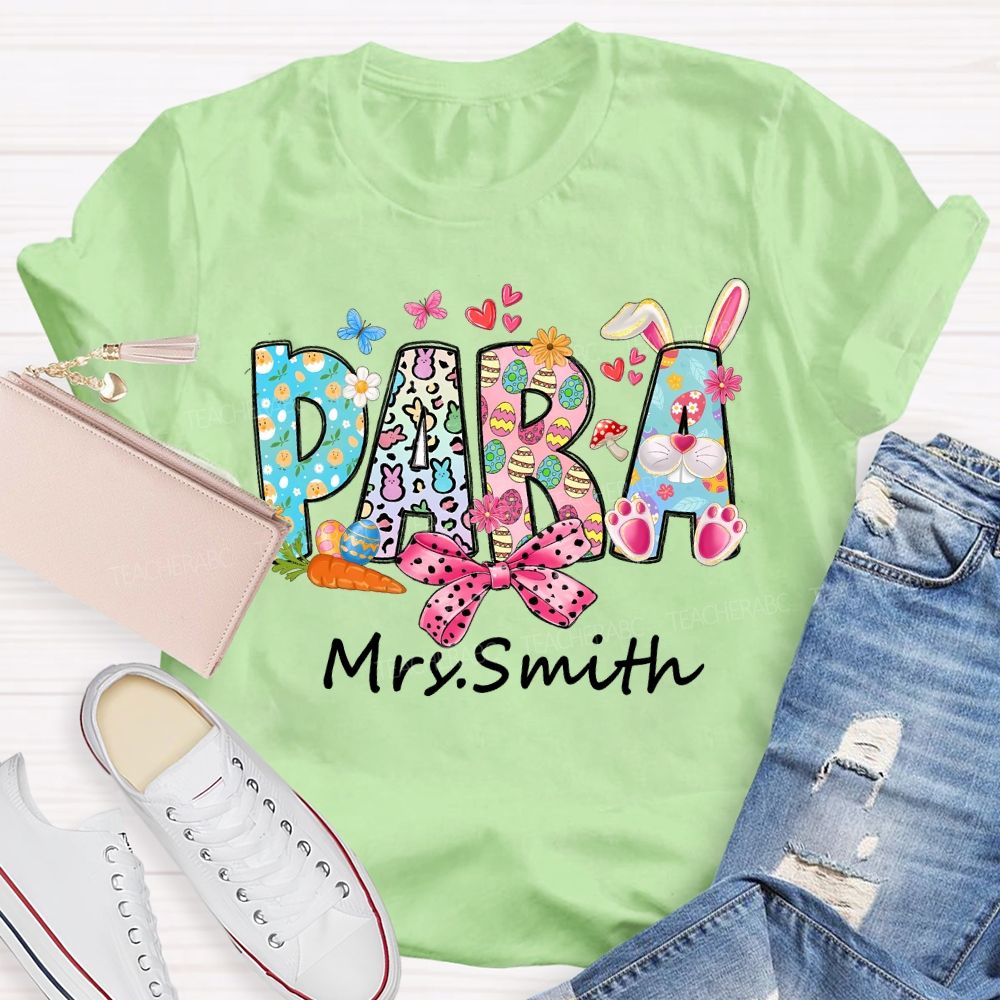 Personalized Name Para Easter Bunny Teacher T-shirt
