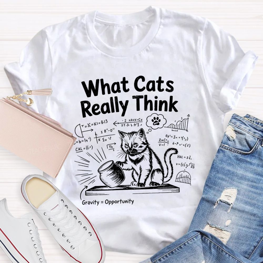 What Cats Really Think Math Teacher T-shirt