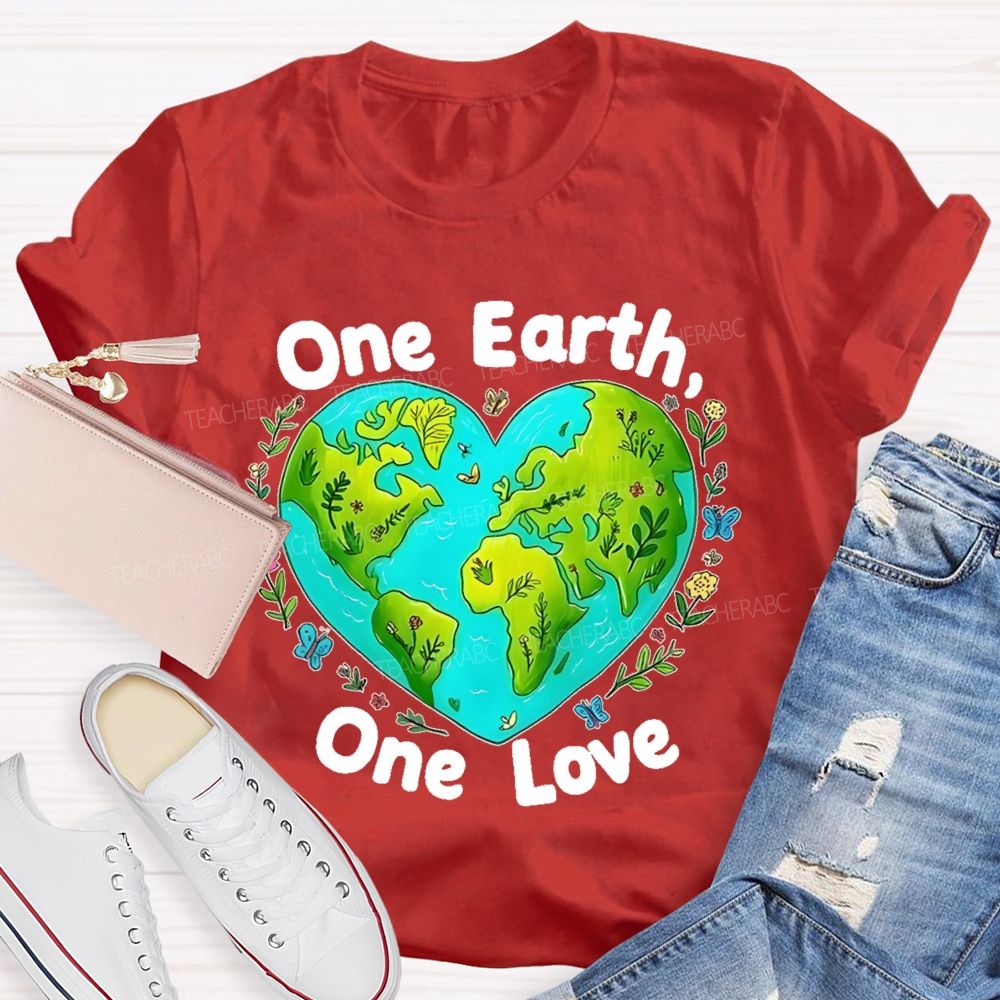One Earth One Love Teacher T-shirt