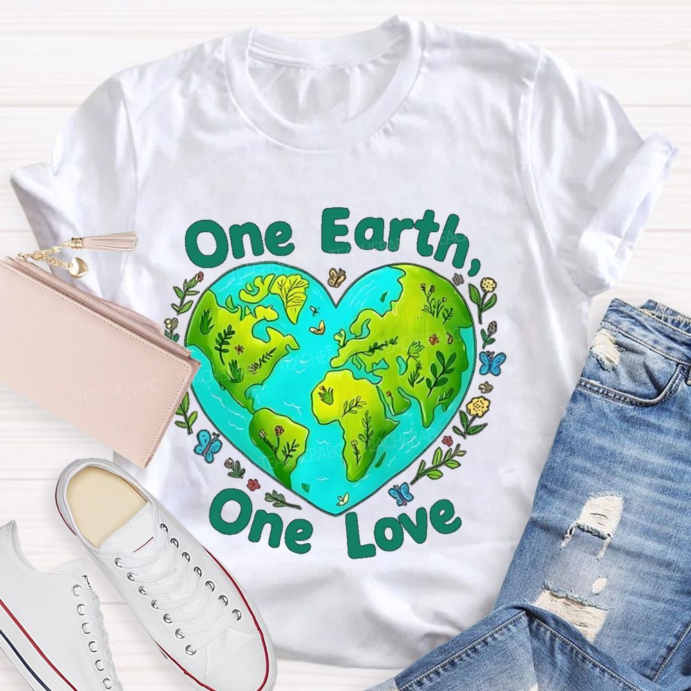 One Earth One Love Teacher T-shirt