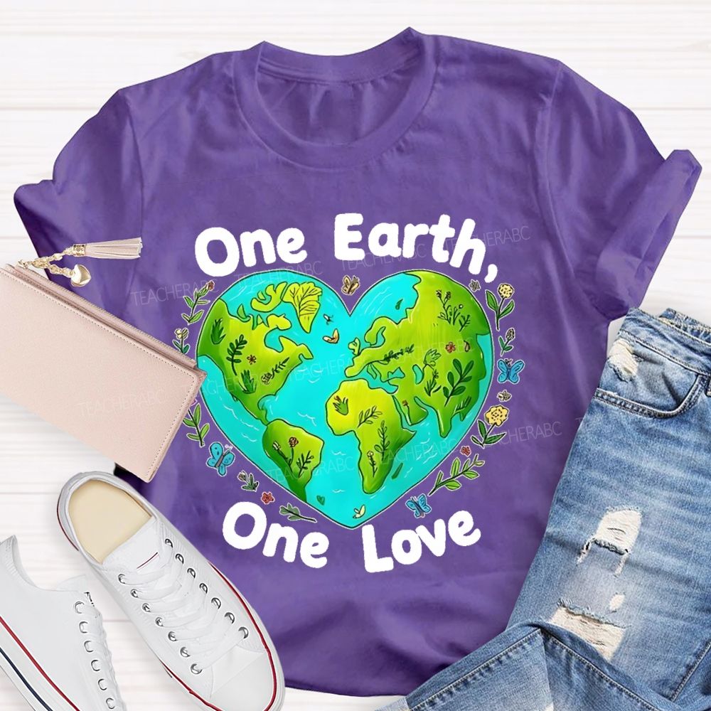 One Earth One Love Teacher T-shirt