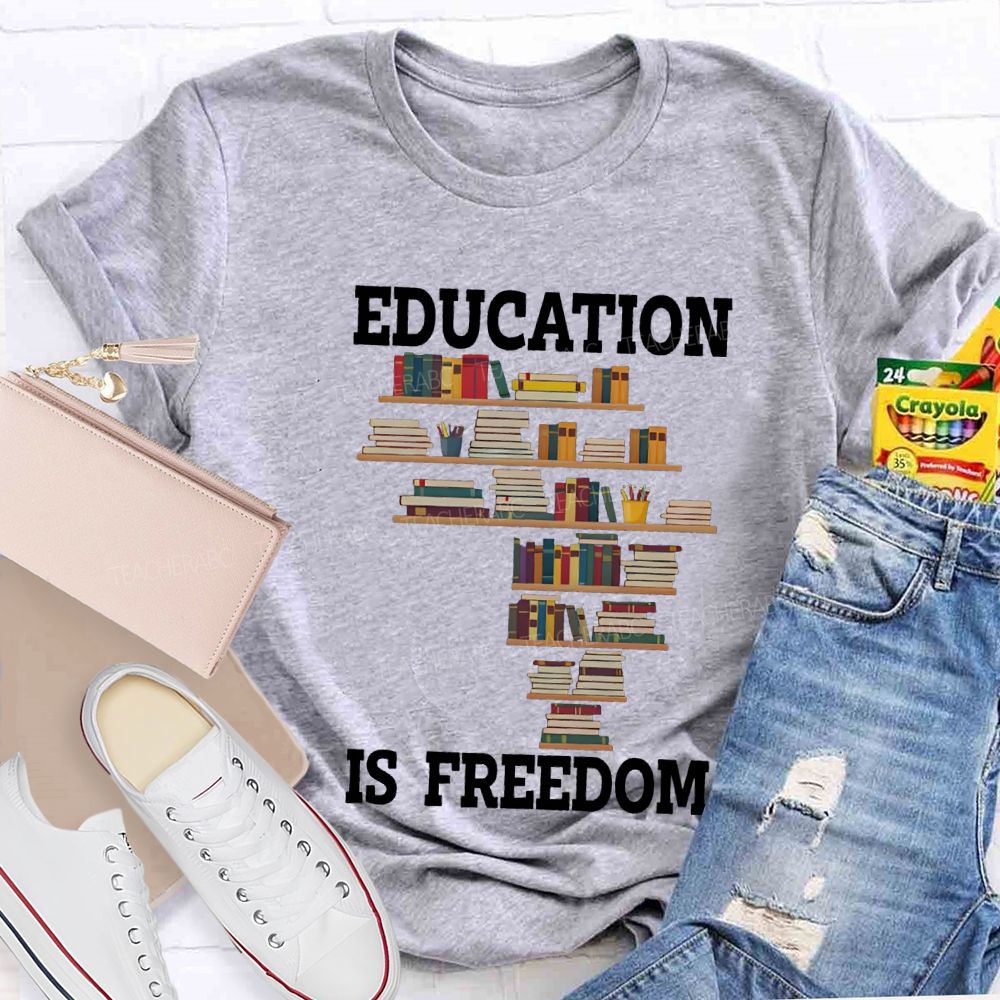 Education Is Freedom Fall In Love With Reading Teacher T-shirt