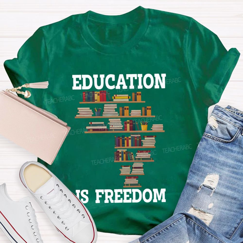 Education Is Freedom Fall In Love With Reading Teacher T-shirt