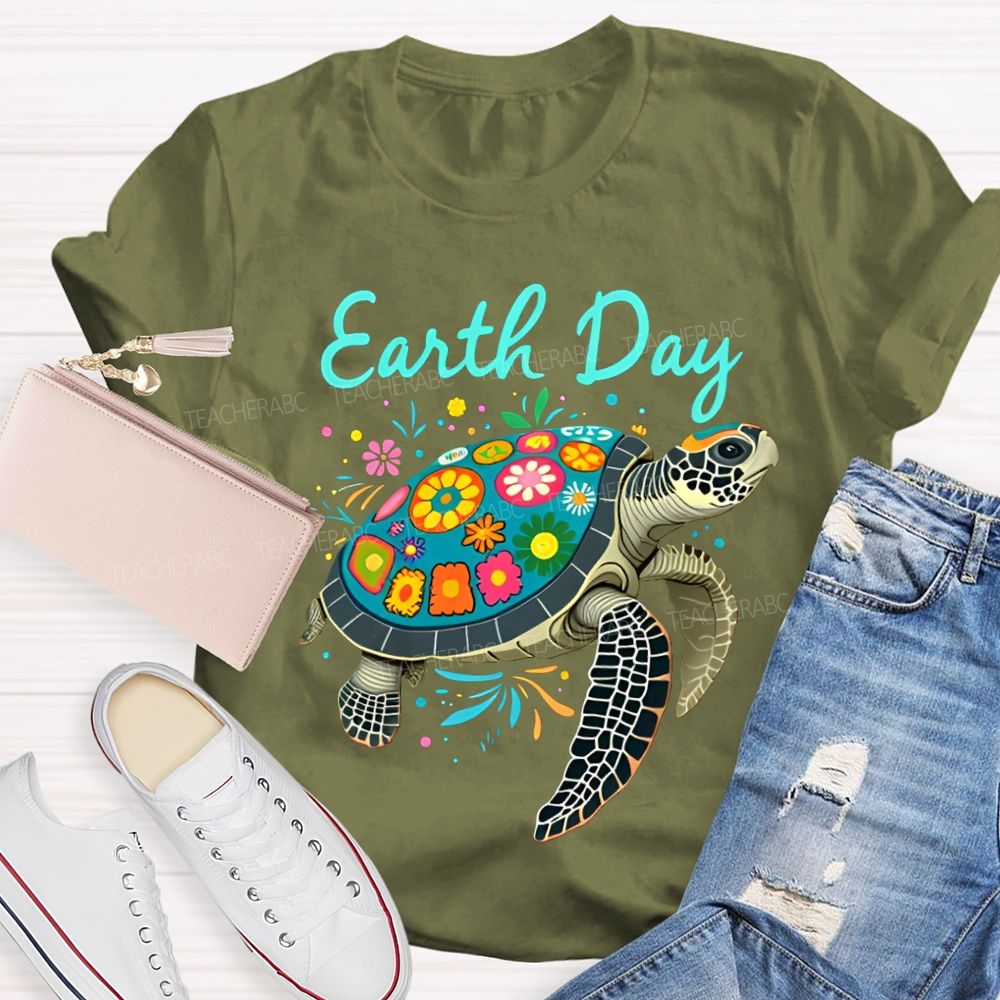 Earth Day Protect Sea Turtles Teacher T-shirt
