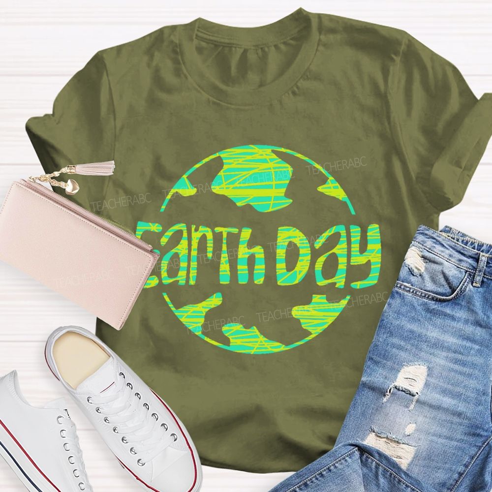 Earth Day Letters Patterns Teacher T-shirt