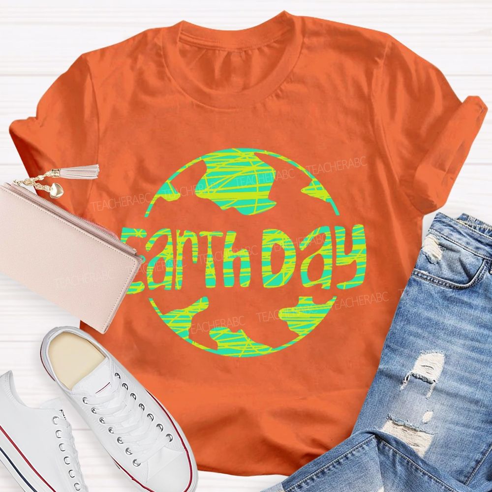 Earth Day Letters Patterns Teacher T-shirt
