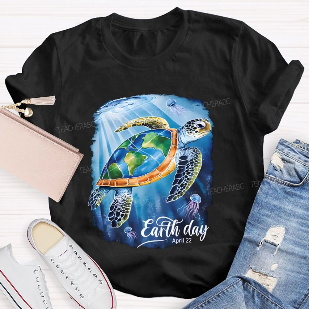 Earth Day Sea Turtles In The Sea Teacher T-Shirt