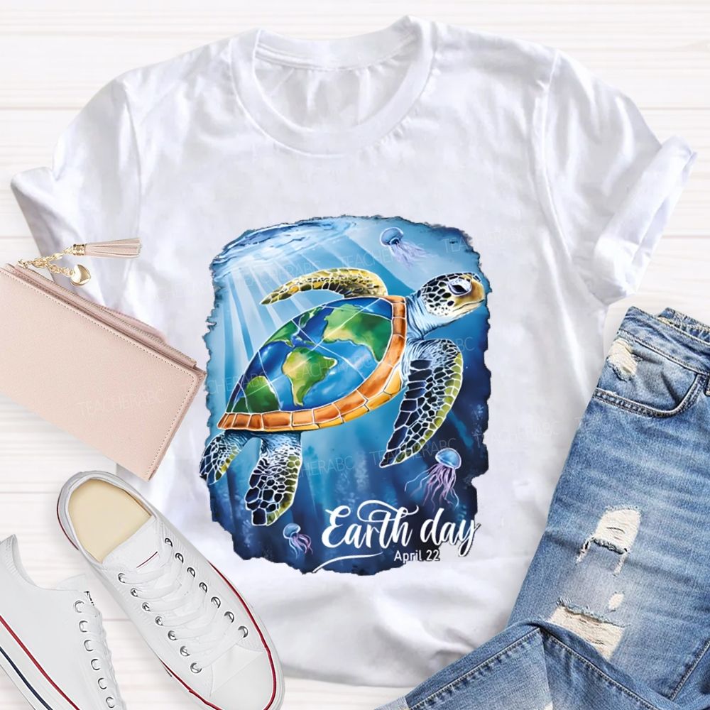 Earth Day Sea Turtles In The Sea Teacher T-Shirt