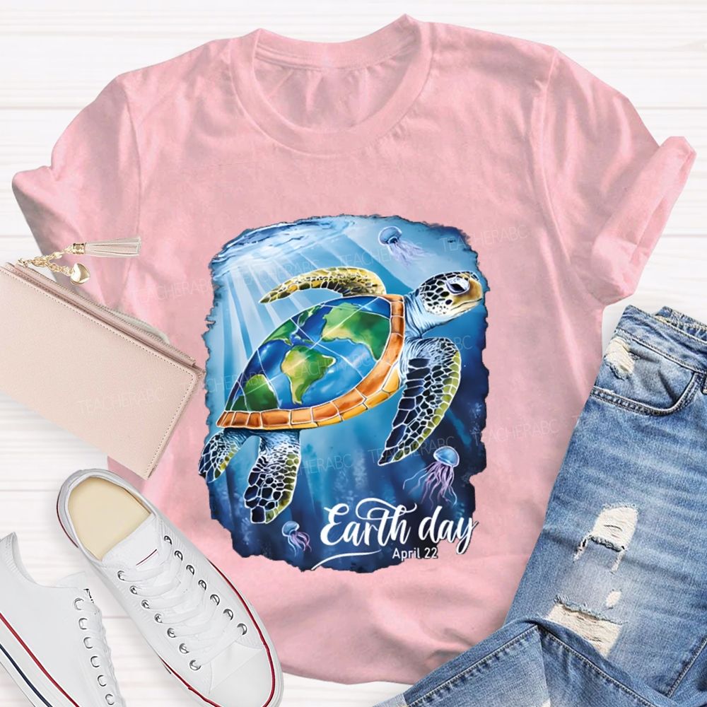 Earth Day Sea Turtles In The Sea Teacher T-Shirt