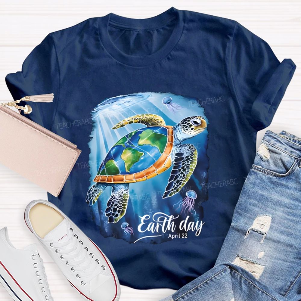 Earth Day Sea Turtles In The Sea Teacher T-Shirt