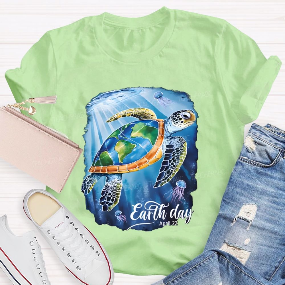 Earth Day Sea Turtles In The Sea Teacher T-Shirt