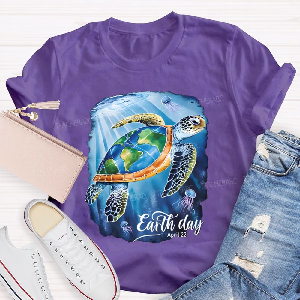 Earth Day Sea Turtles In The Sea Teacher T-Shirt