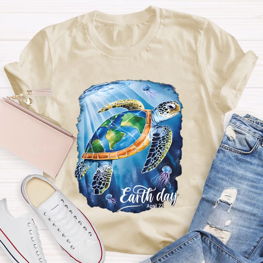 Earth Day Sea Turtles In The Sea Teacher T-Shirt
