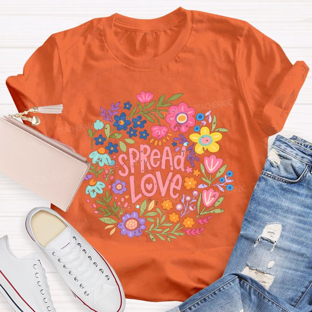 Spread Love Floral Teacher T-shirt