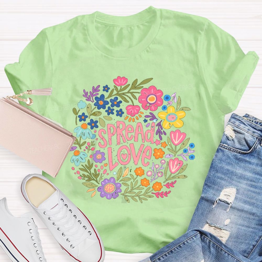 Spread Love Floral Teacher T-shirt
