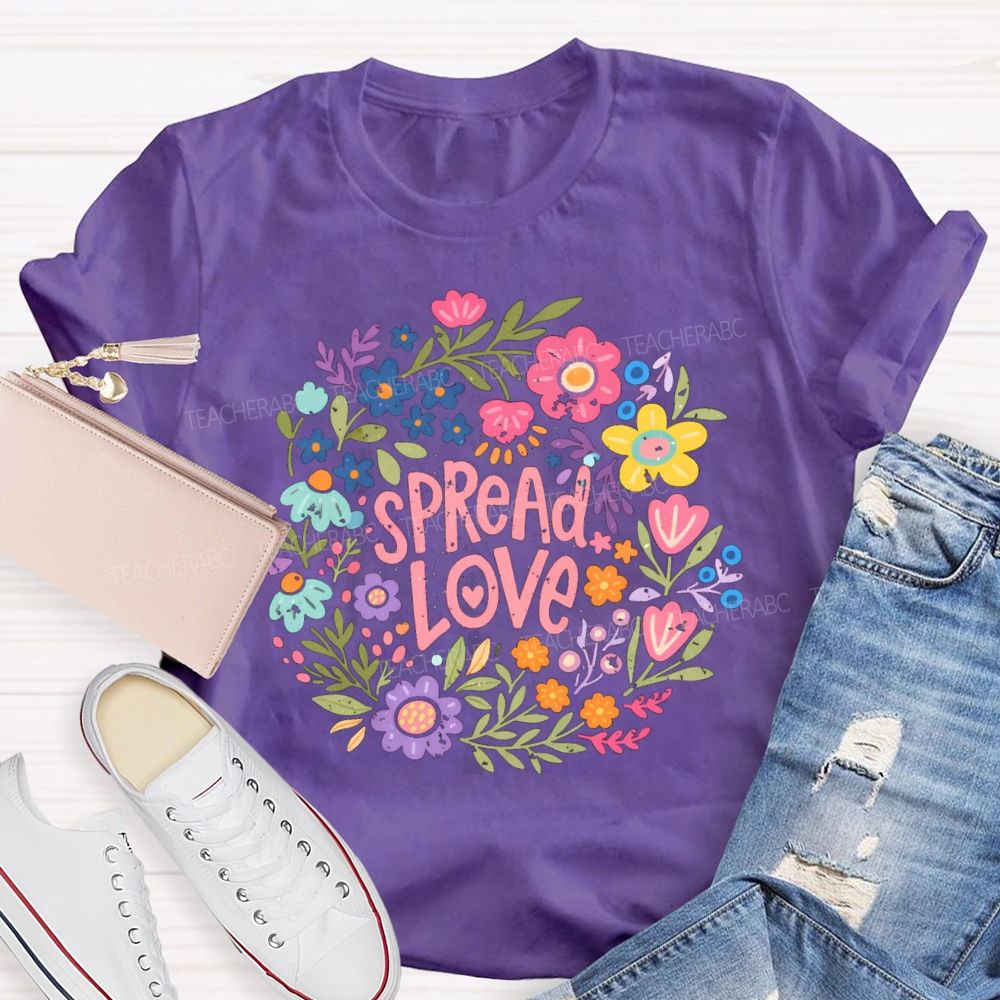 Spread Love Floral Teacher T-shirt