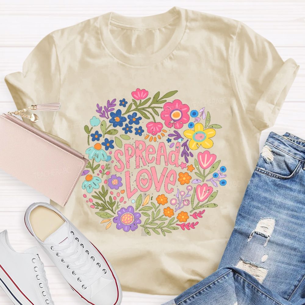 Spread Love Floral Teacher T-shirt