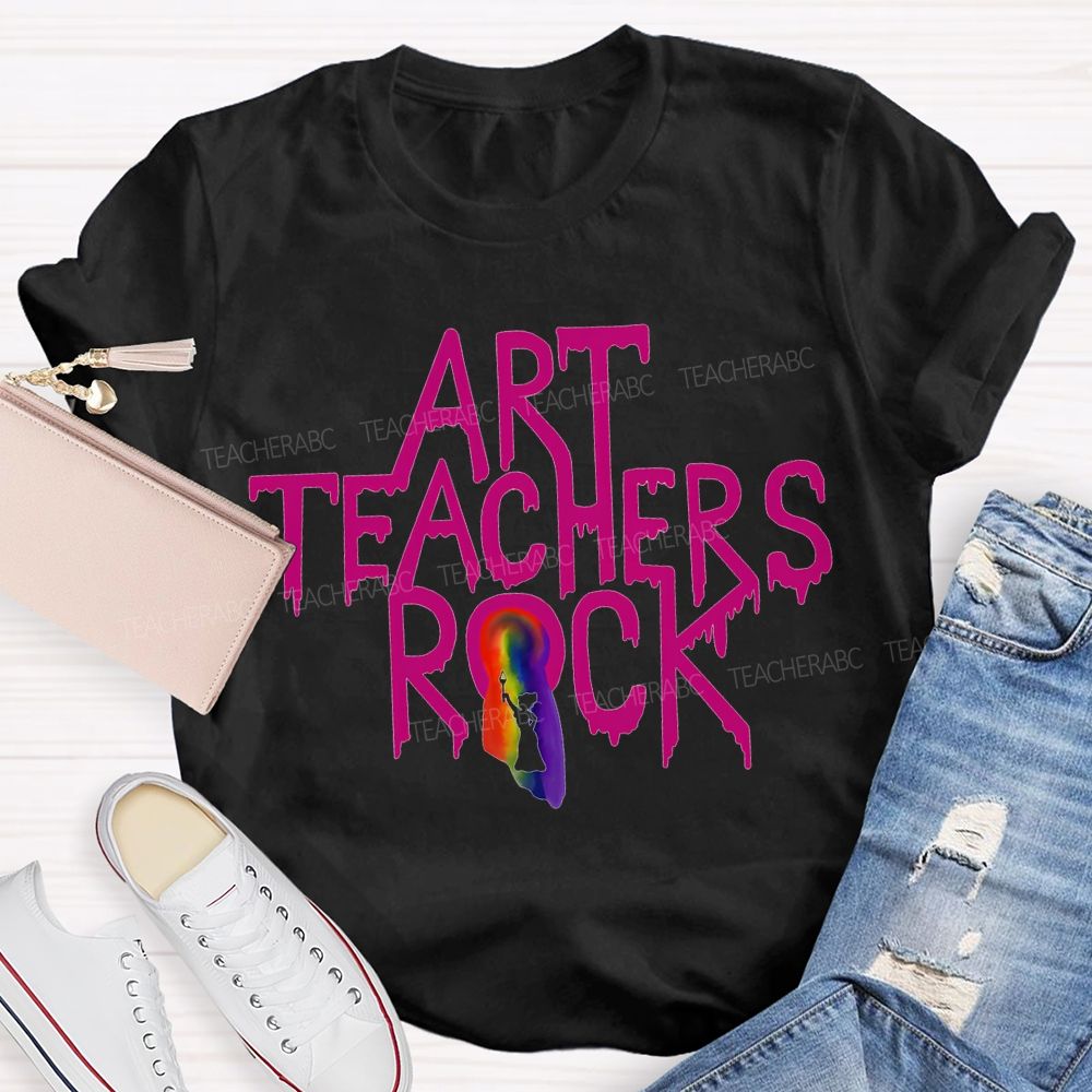 Art Teacher Rock Tie-Dye Print Teacher T-shirt