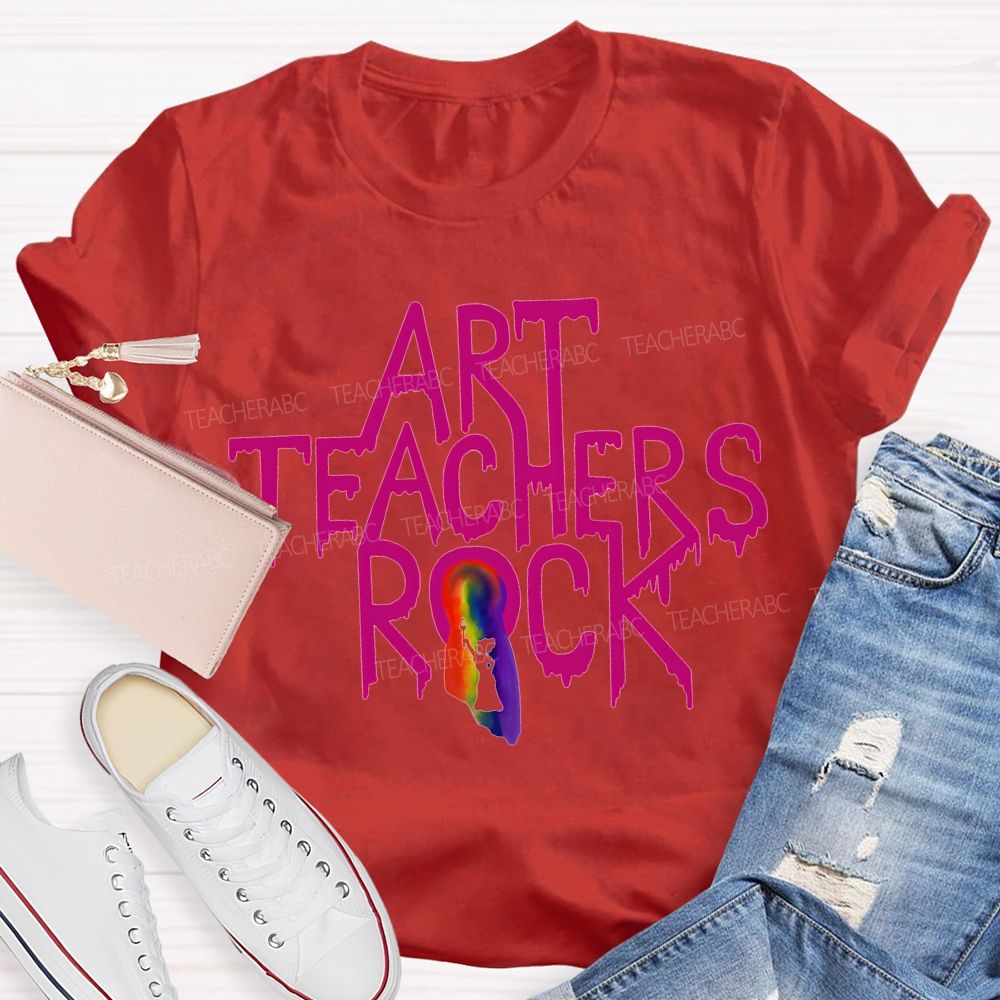 Art Teacher Rock Tie-Dye Print Teacher T-shirt