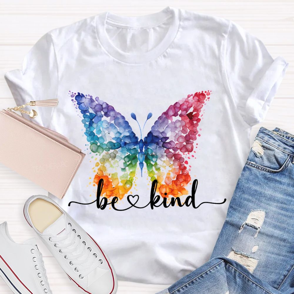 Be Kind And Color Butterfly Teacher T-shirt