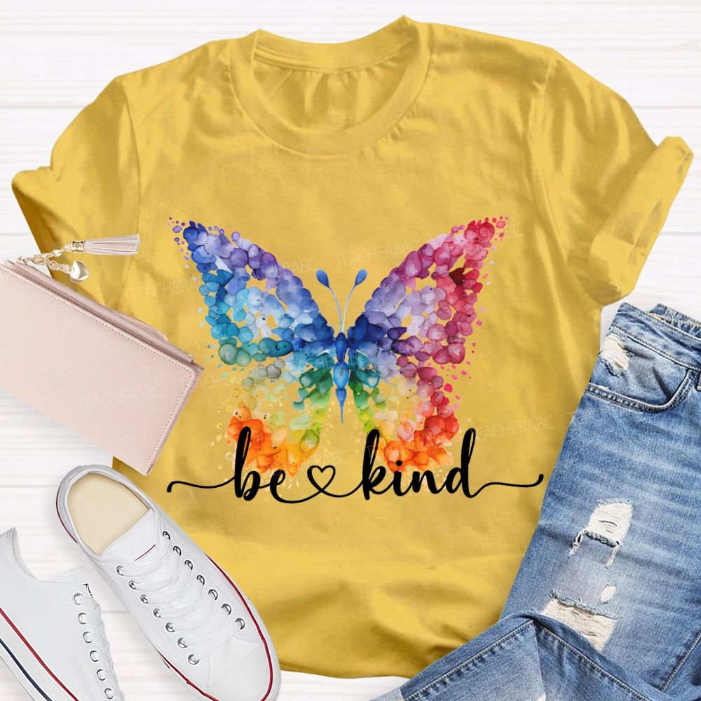 Be Kind And Color Butterfly Teacher T-shirt