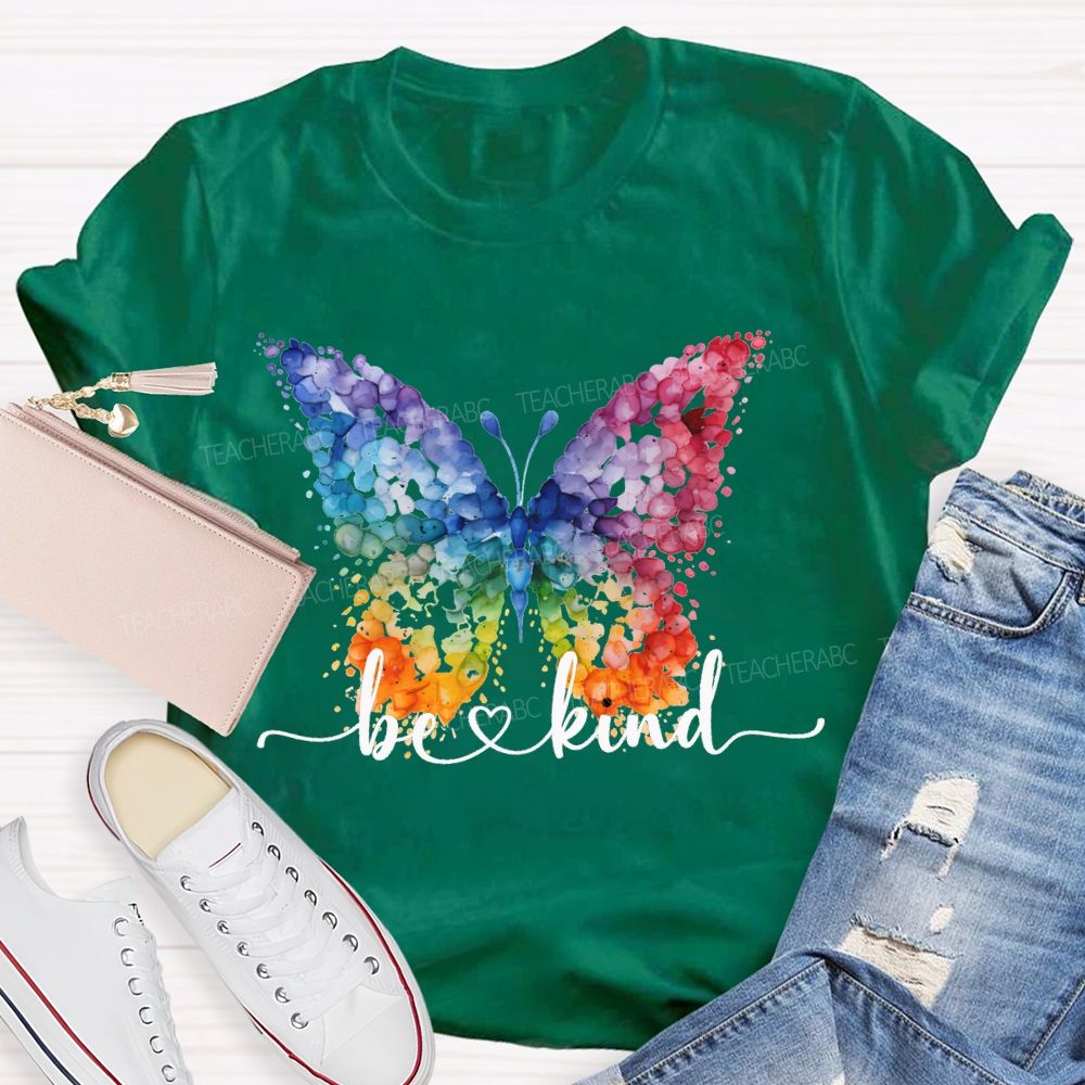 Be Kind And Color Butterfly Teacher T-shirt