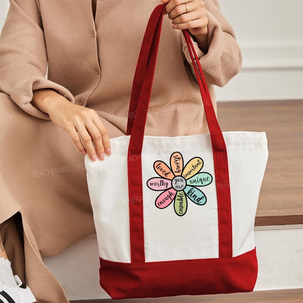 You Are Loved Color-Blocked Canvas Bag